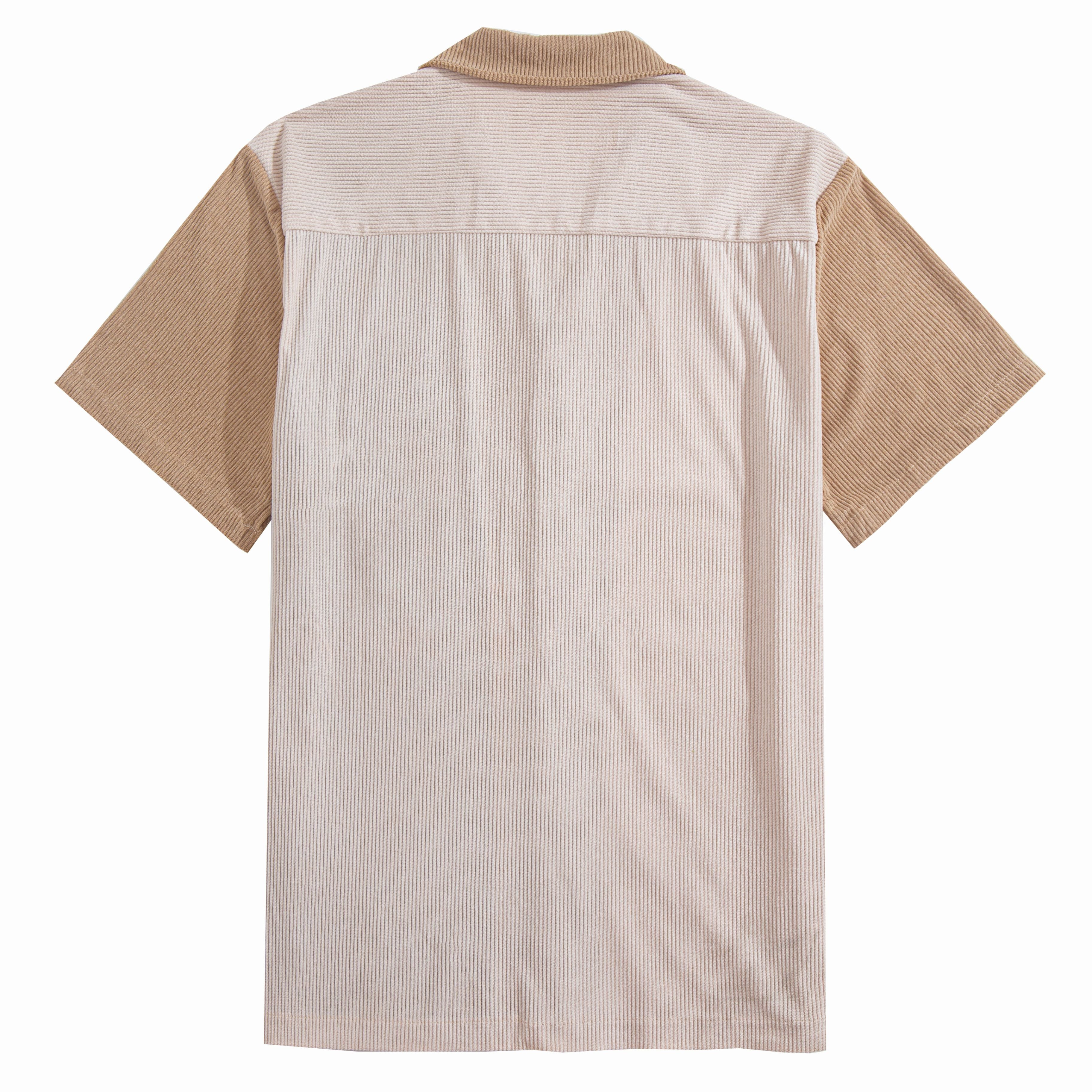 Coffee brown colorblock corduroy shirt back view