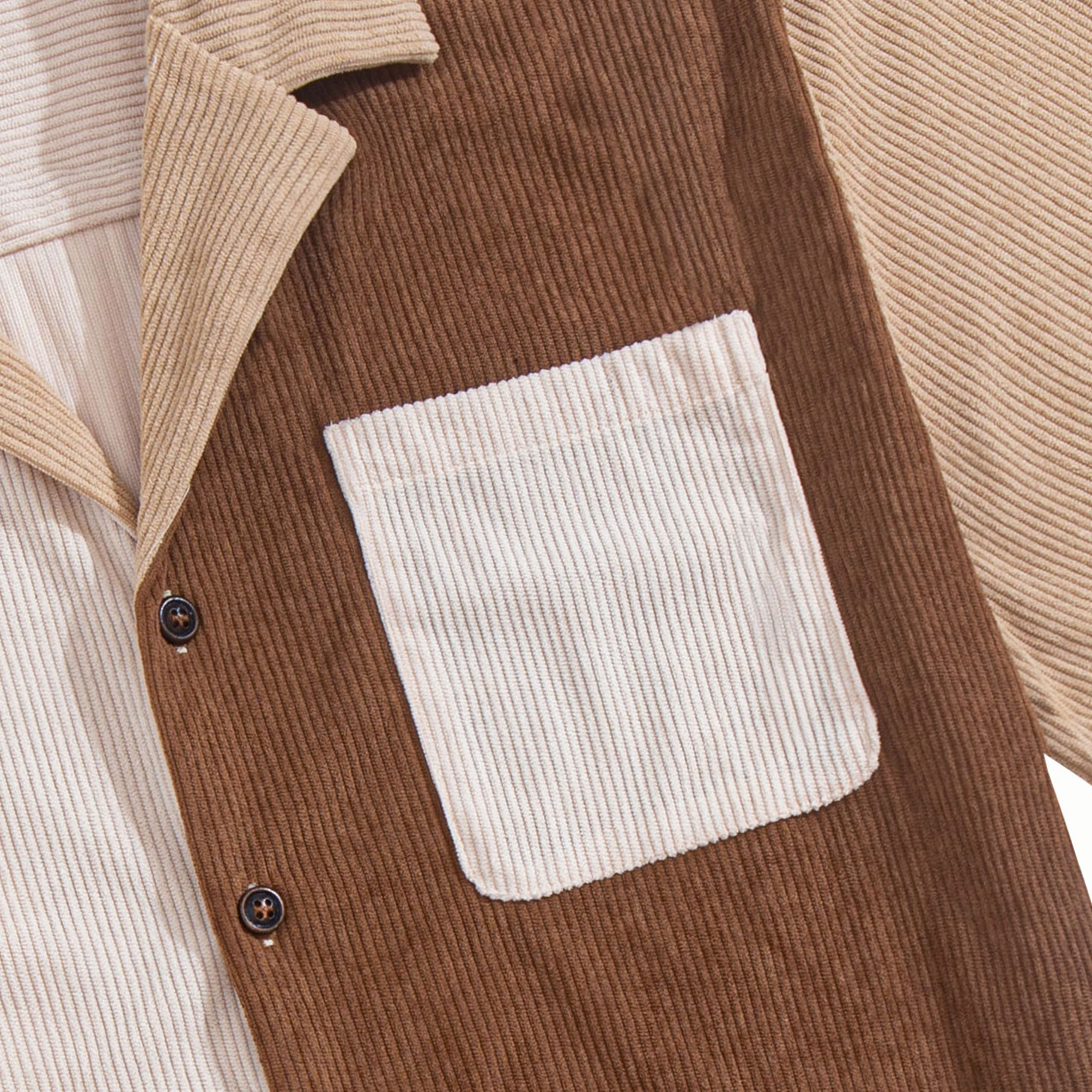 Coffee brown corduroy shirt flat lay - full view