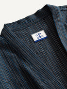 Collar detail of OROMEN textured tie-front kimono cardigan