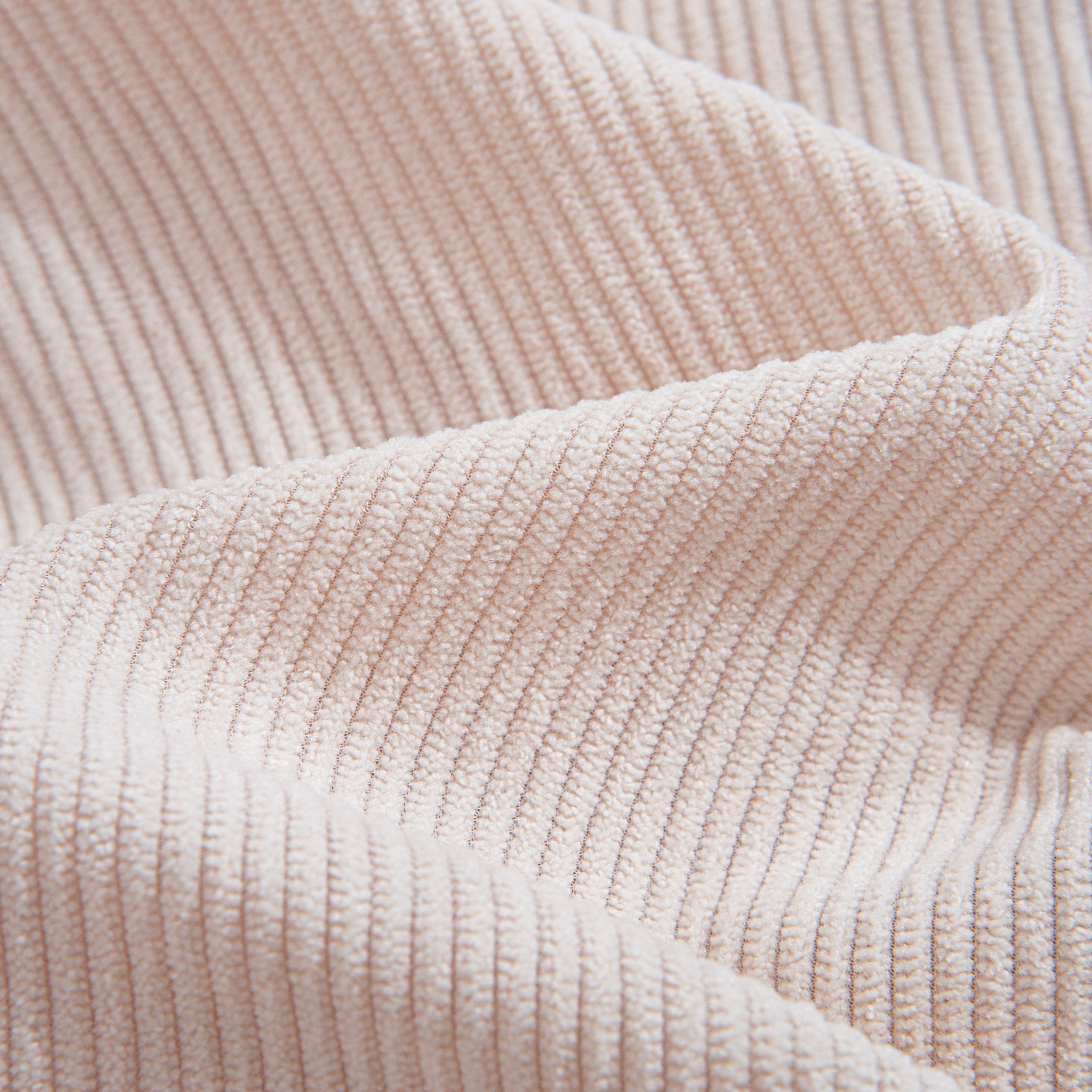 Colorblock corduroy shirt stitching and construction detail