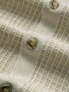 Contrasting-tortoise-tone-front-buttons-on-OROMEN-ribbed-polo-knit-cardigan