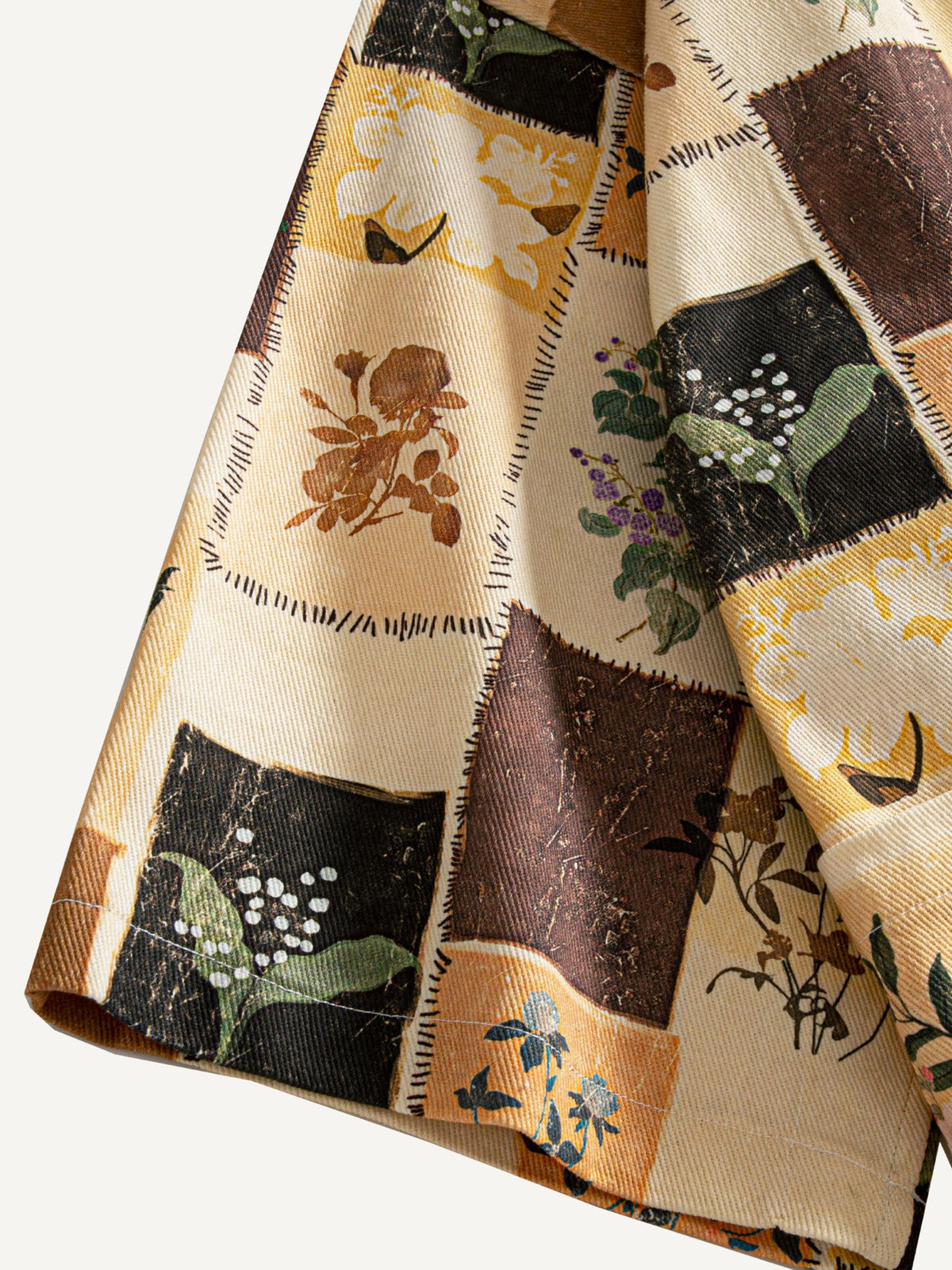 Cuff detail of OROMEN vintage patchwork floral kimono jacket sleeve