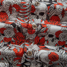 Dark Night Rose Aloha Shirt – Fabric Drape Detail Skull Floral Print Texture