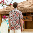 Dark Night Rose Hawaiian Shirt – Back View  Men's Black Skull Floral Shirt
