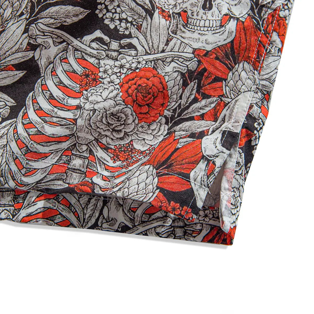 Dark Night Rose Hawaiian Shirt – Hem & Side Vent Detail  Relaxed Fit