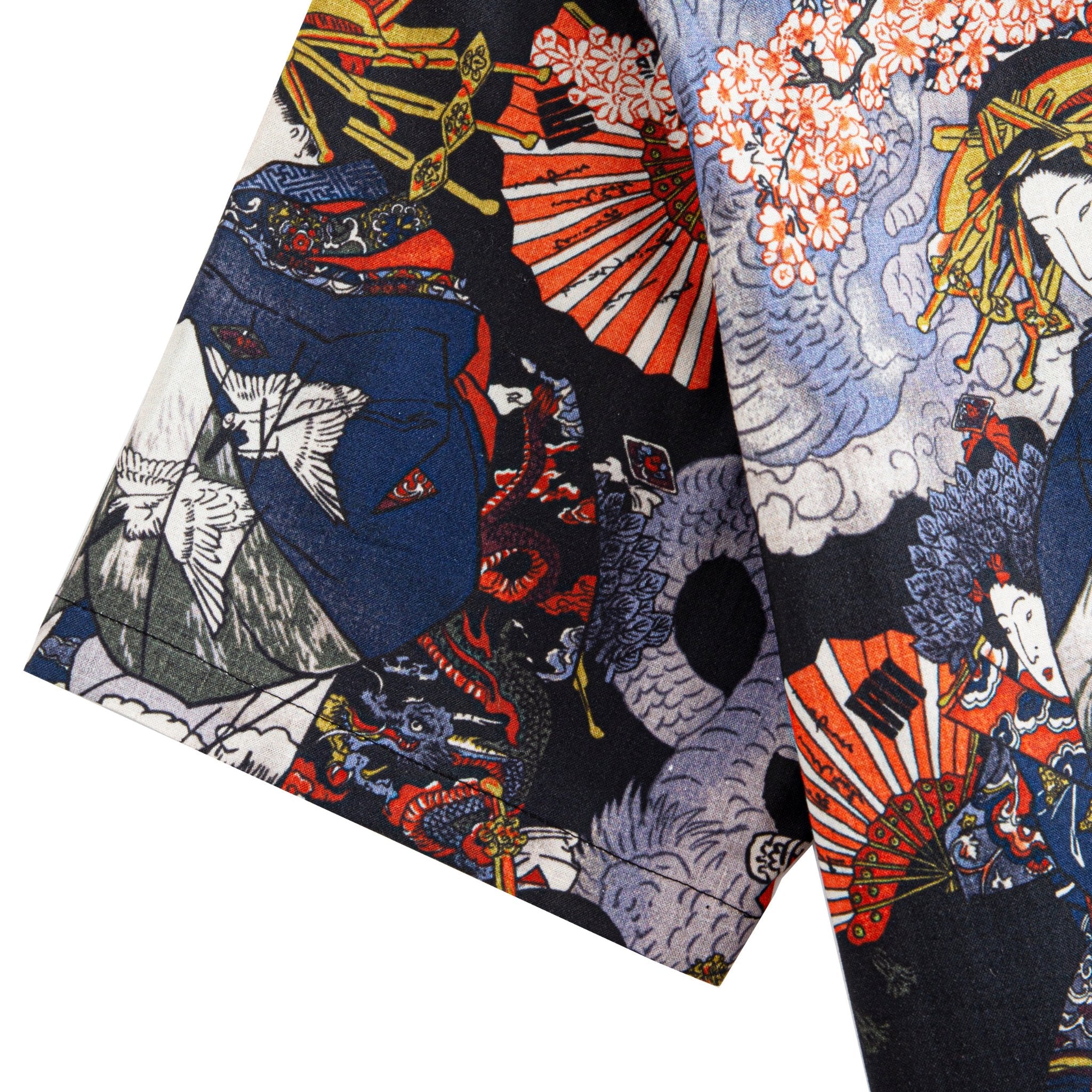 Detail of Ukiyo-e dragon print on 100% cotton fabric