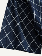 Detail of wide three-quarter sleeve cuff on navy Diamond Grid Haori Kimono