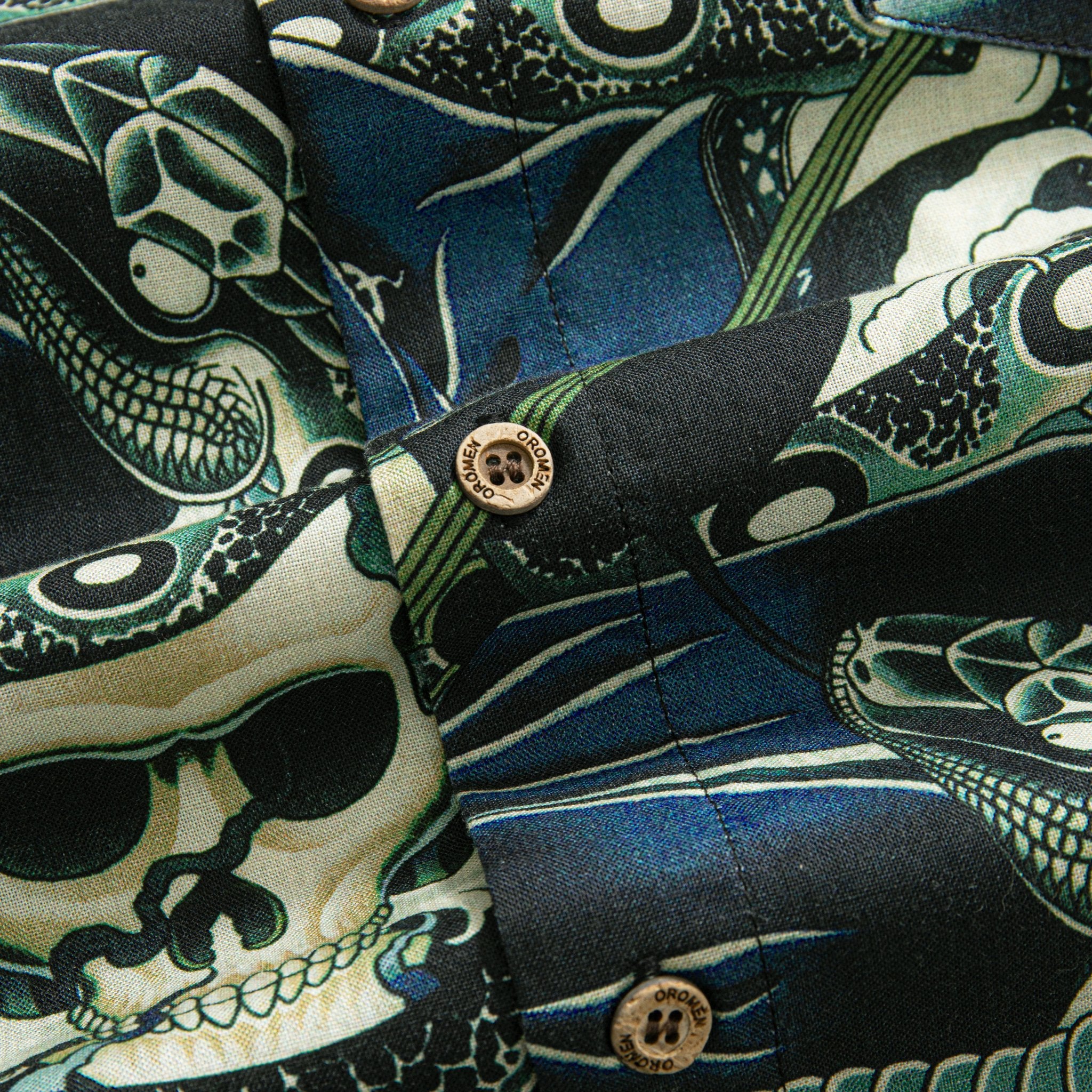Detailed View of Fierce Skull and Coiling Serpent Irezumi Motif