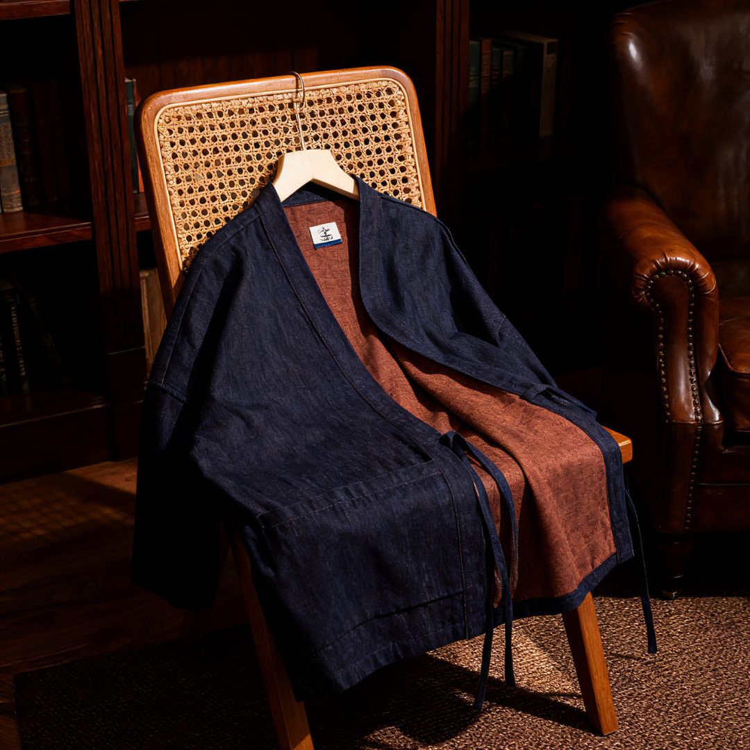 Japanese Haori Jacket - Handmade Double-Dyed Cotton Kimono – OROMEN