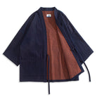 Double-dyed haori jacket blue orange - reversible Japanese kimono outerwear OROMEN