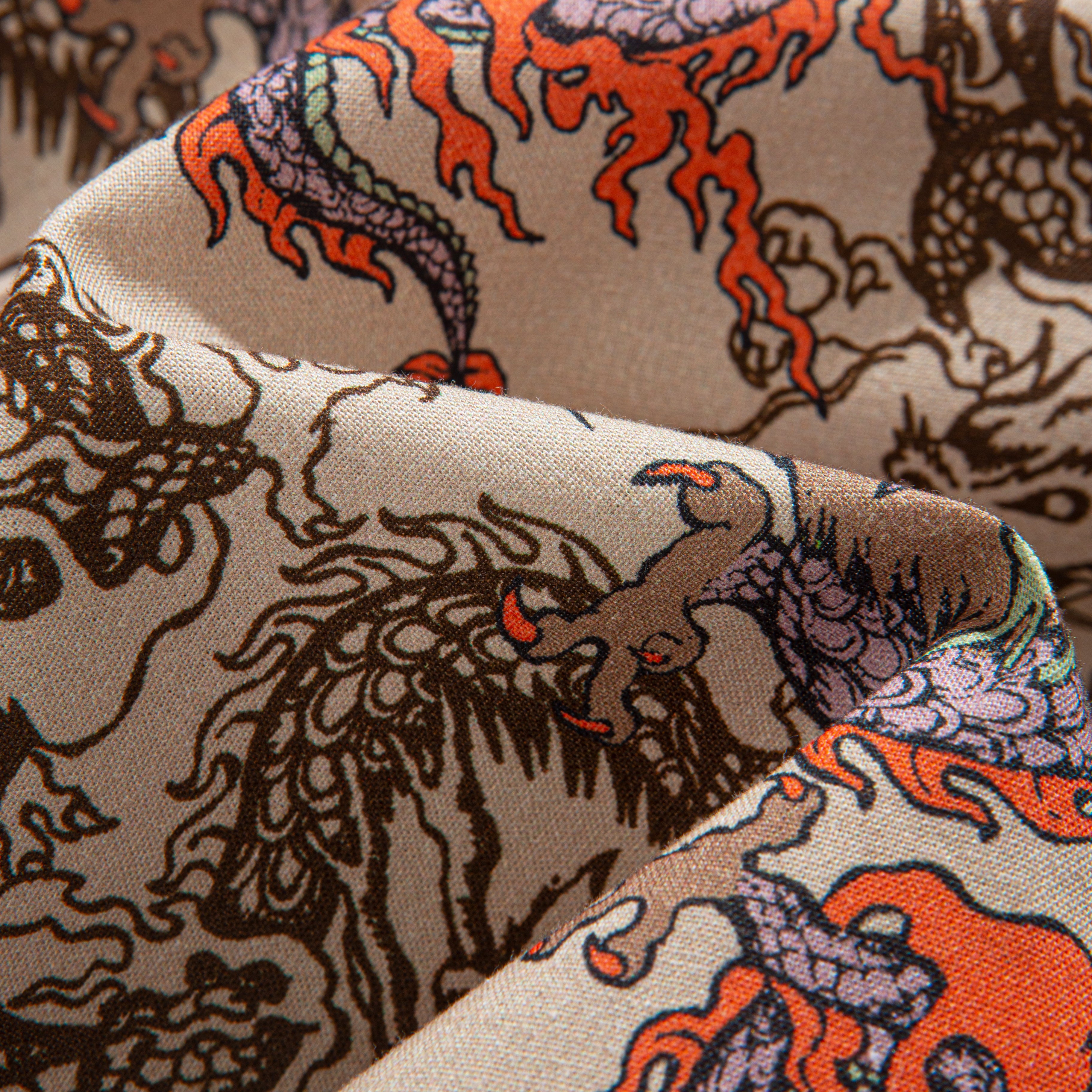 Dragon Riding The Clouds Aloha Shirt – 100% Cotton Fabric Texture
