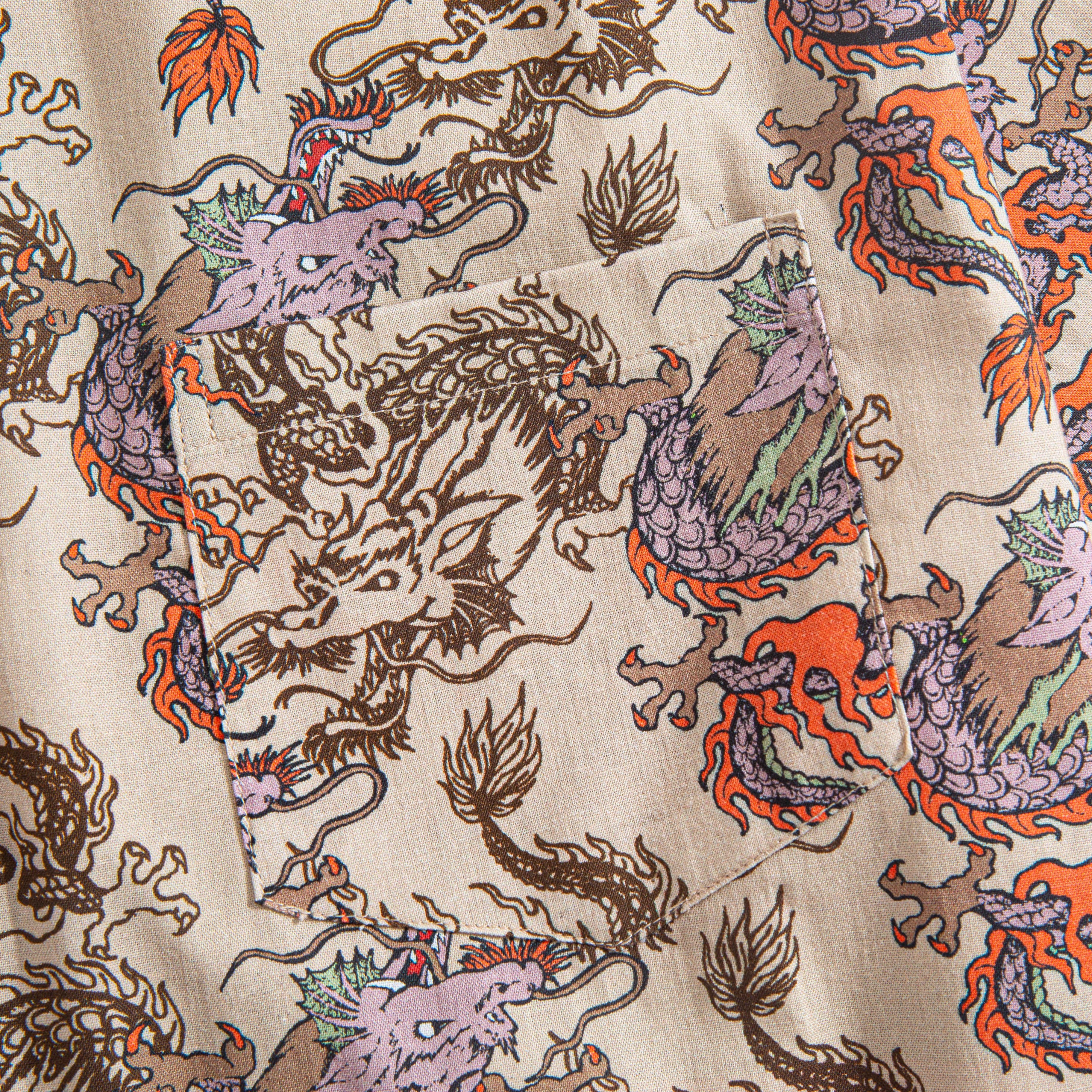 Dragon Riding The Clouds Aloha Shirt – Chest Pocket Detail