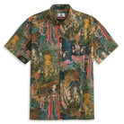 Dunhuang Mythology green cotton aloha shirt with Buddhist mural inspired print