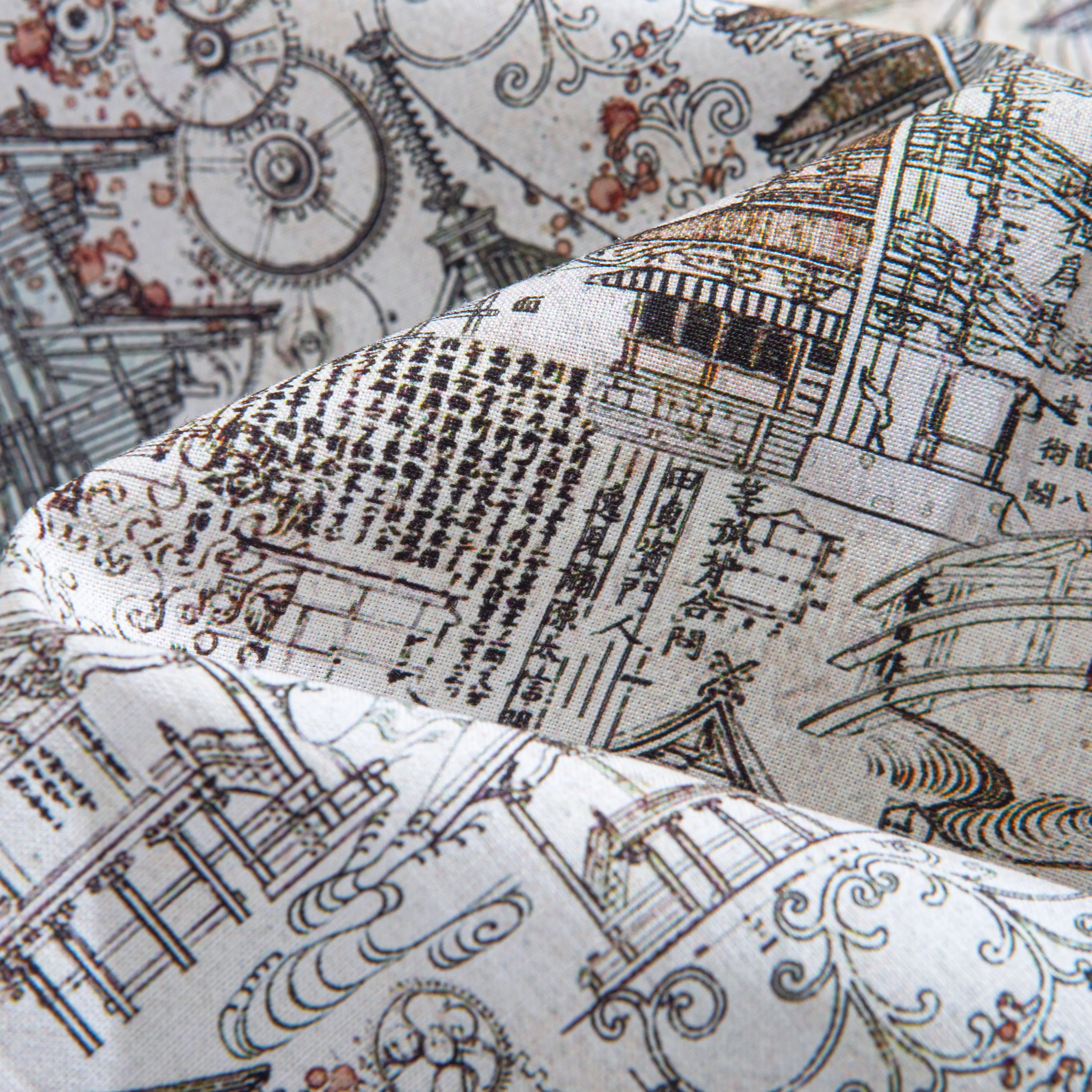 Elegance of Pagodas Aloha Shirt – 100% Cotton Fabric Texture