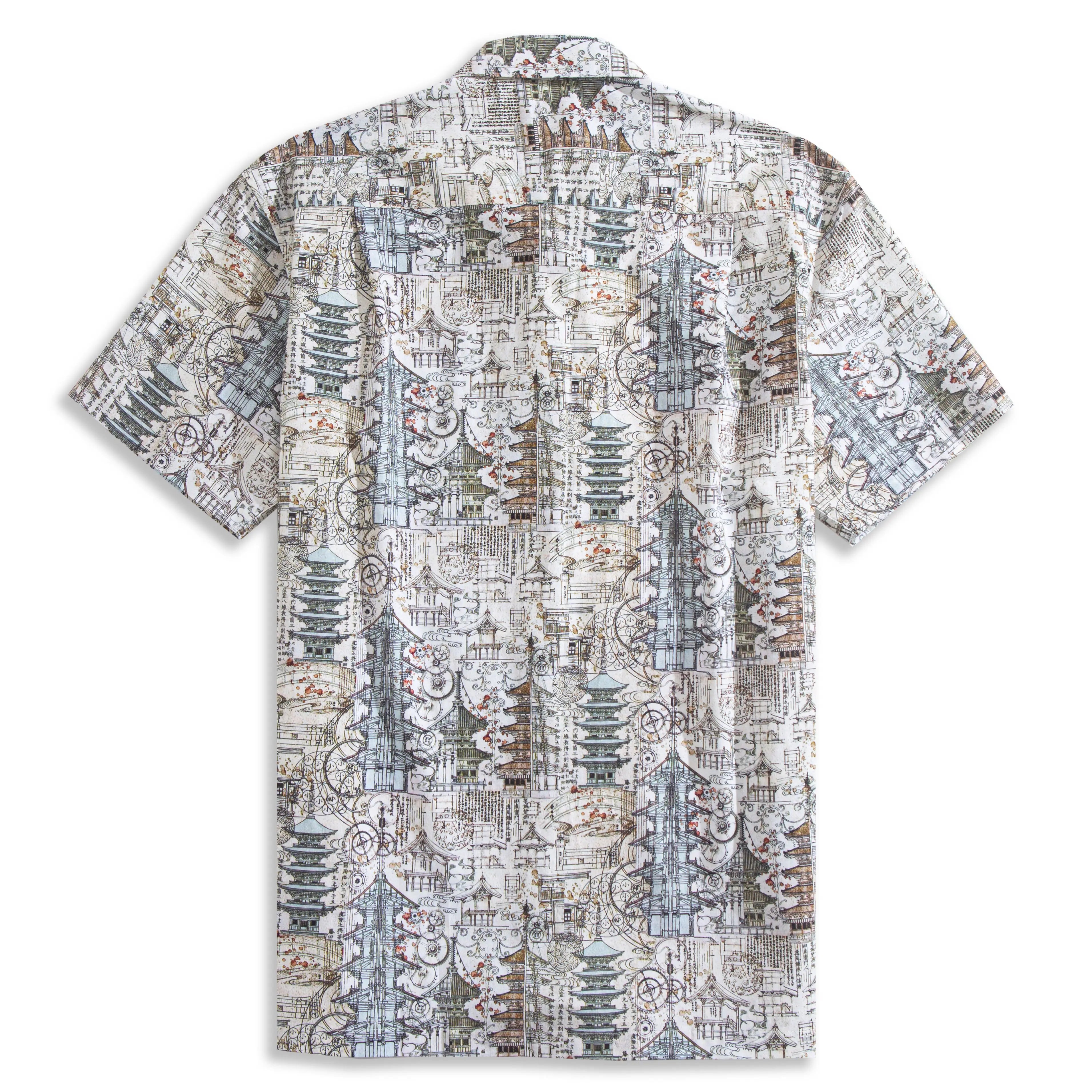 Elegance of Pagodas Aloha Shirt – Back View