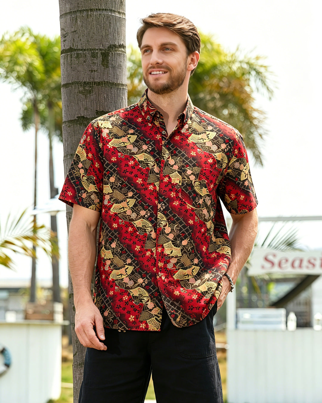 OROMEN | Elegance of Sakura Aloha Shirt | 100% Cotton Japanese