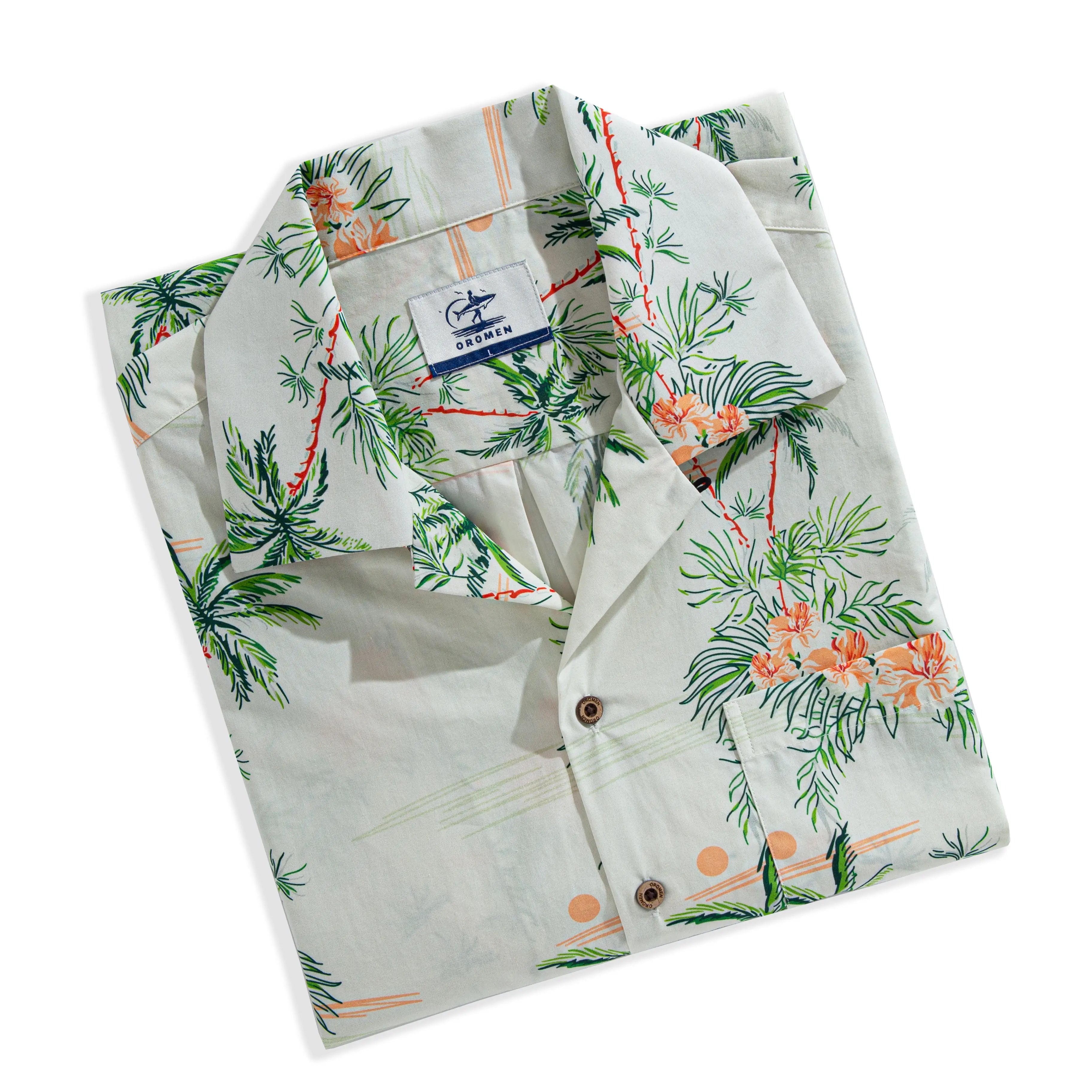 Elegant beige Aloha shirt - perfect for beach vacations and summer style
