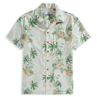 Elegant coconut tree Aloha shirt in beige - OROMEN Lyocell-Cotton blend