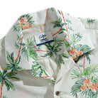 Elegant tropical shirt with hand-painted coconut tree print - camp collar detail