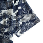 Flat lay of OROMEN Seigaiha Asanoha Sakura Japanese pattern short sleeve shirt in Navy