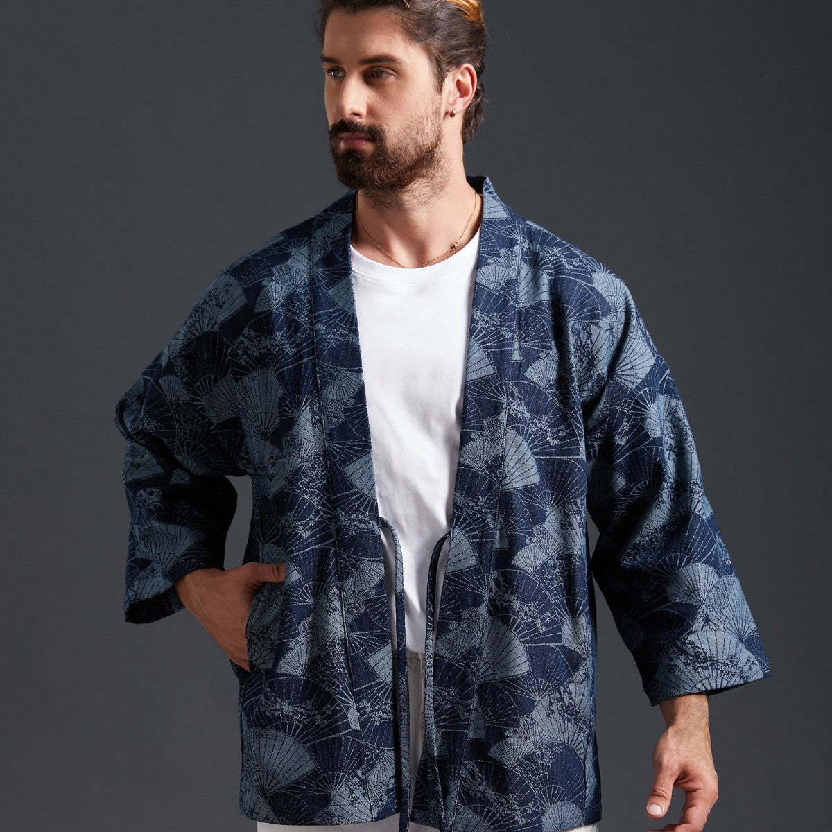 Flower Umbrella Kimono Haori Jacket – Model Wearing Full Look