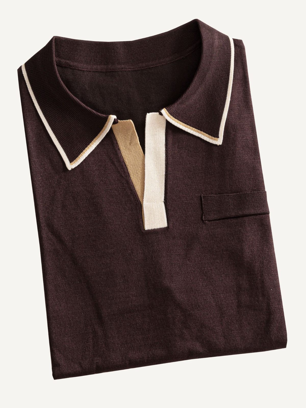 Folded view of OROMEN Casa Mocha Knit Polo