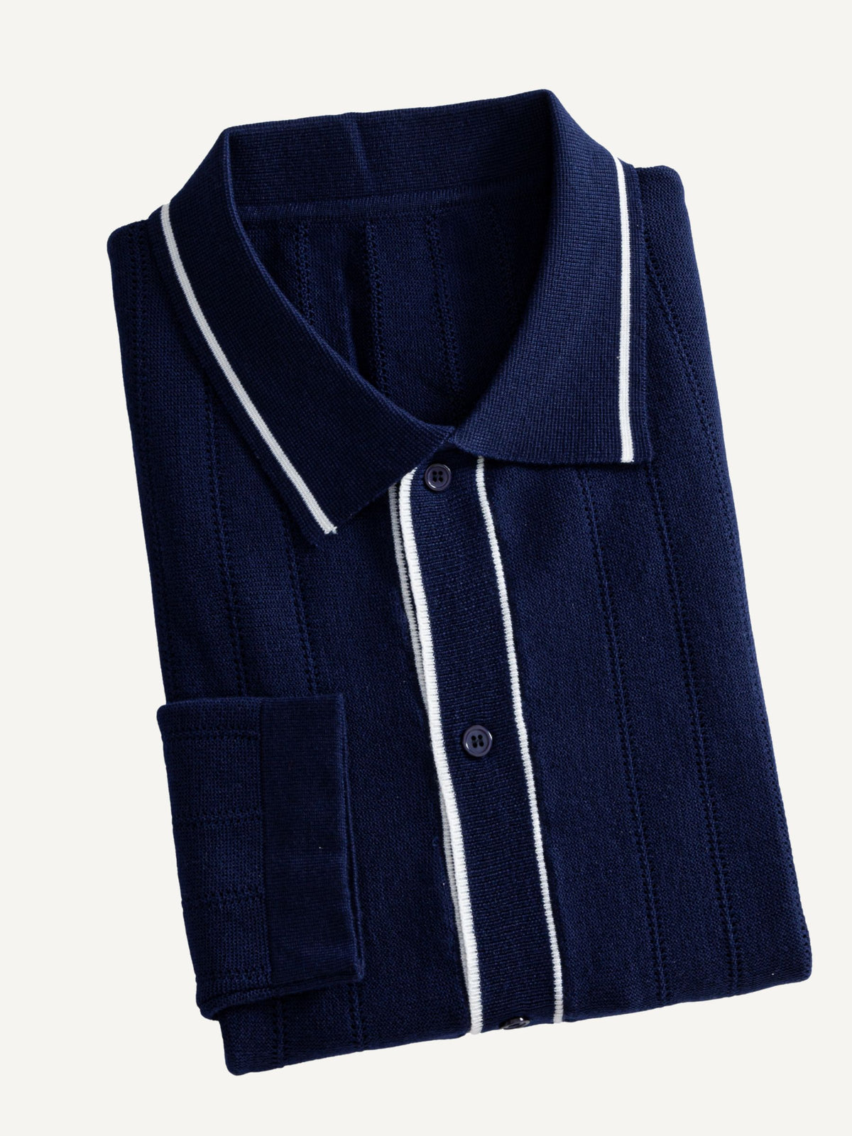 Folded view of OROMEN Contrast Tipped Knitted Sweater