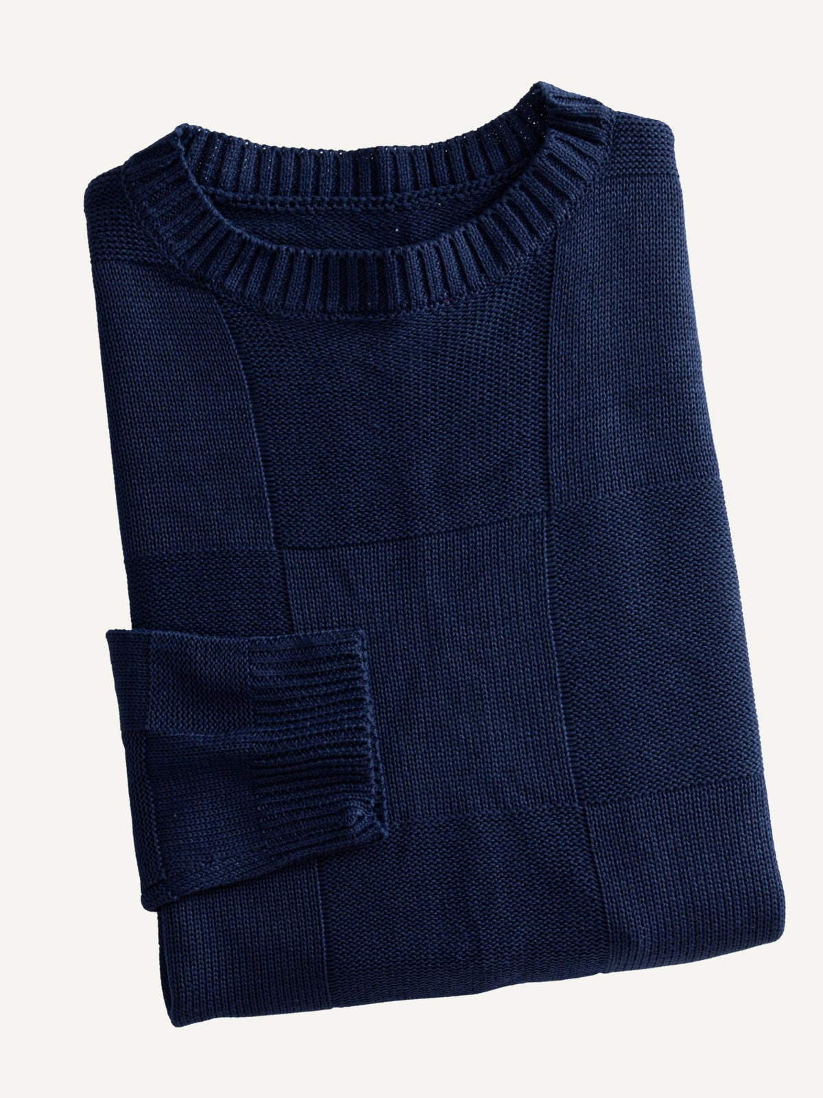 Folded view of OROMEN Grid Texture Knitted Sweater