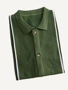 Folded view of OROMEN Marcel Striped Knit Polo