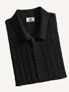 Folded view of OROMEN Wave Jacquard Knit Polo
