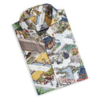 Folded view showing Qingming Festival-inspired print with pavilions and bridges