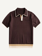 Front flat lay view of OROMEN Casa Mocha Knit Polo