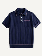 Front flat lay view of OROMEN Contrast-Tipped Ribbed Knit Polo