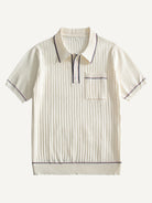 Front flat lay view of OROMEN Cream Court Knit Polo