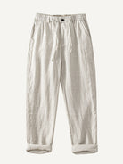 Front flat lay view of OROMEN Crosshatch Weave Relaxed Trousers