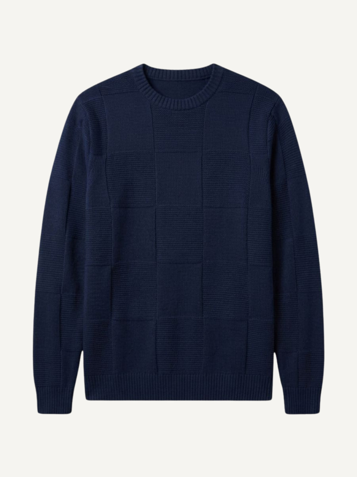 Front flat lay view of OROMEN Grid Texture Knitted Sweater