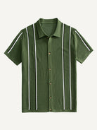 Front flat lay view of OROMEN Marcel Striped Knit Polo