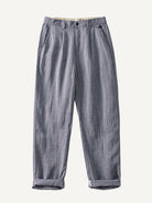 Front flat lay view of OROMEN Pleated Relaxed Fit Linen Trousers
