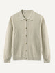 Front flat lay view of OROMEN Ribbed Button-Down Sweater Cardigan in beige