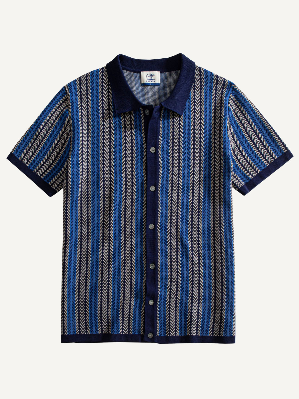 Front flat lay view of OROMEN Savile Herringbone Knit Shirt