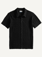 Front flat lay view of OROMEN Wave Jacquard Knit Polo
