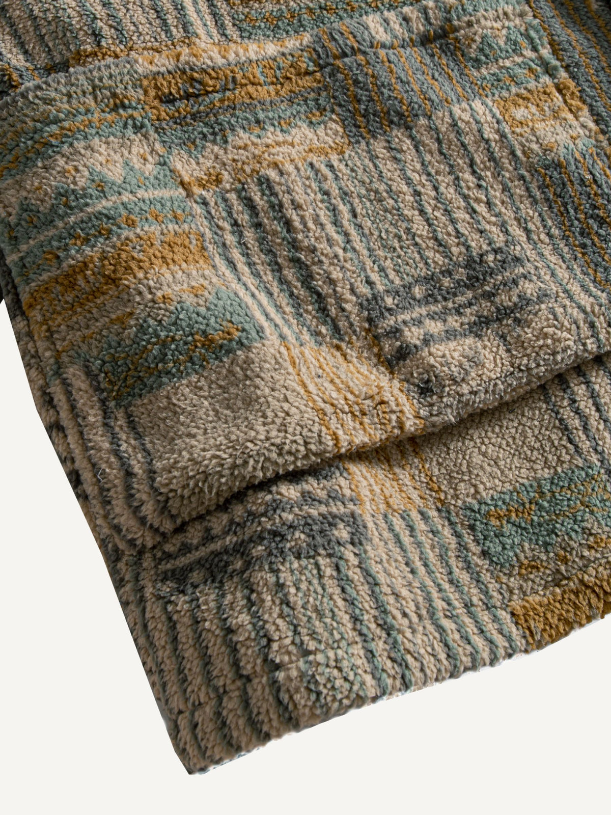 Front pocket detail of OROMEN architectural mosaic haori kimono jacket