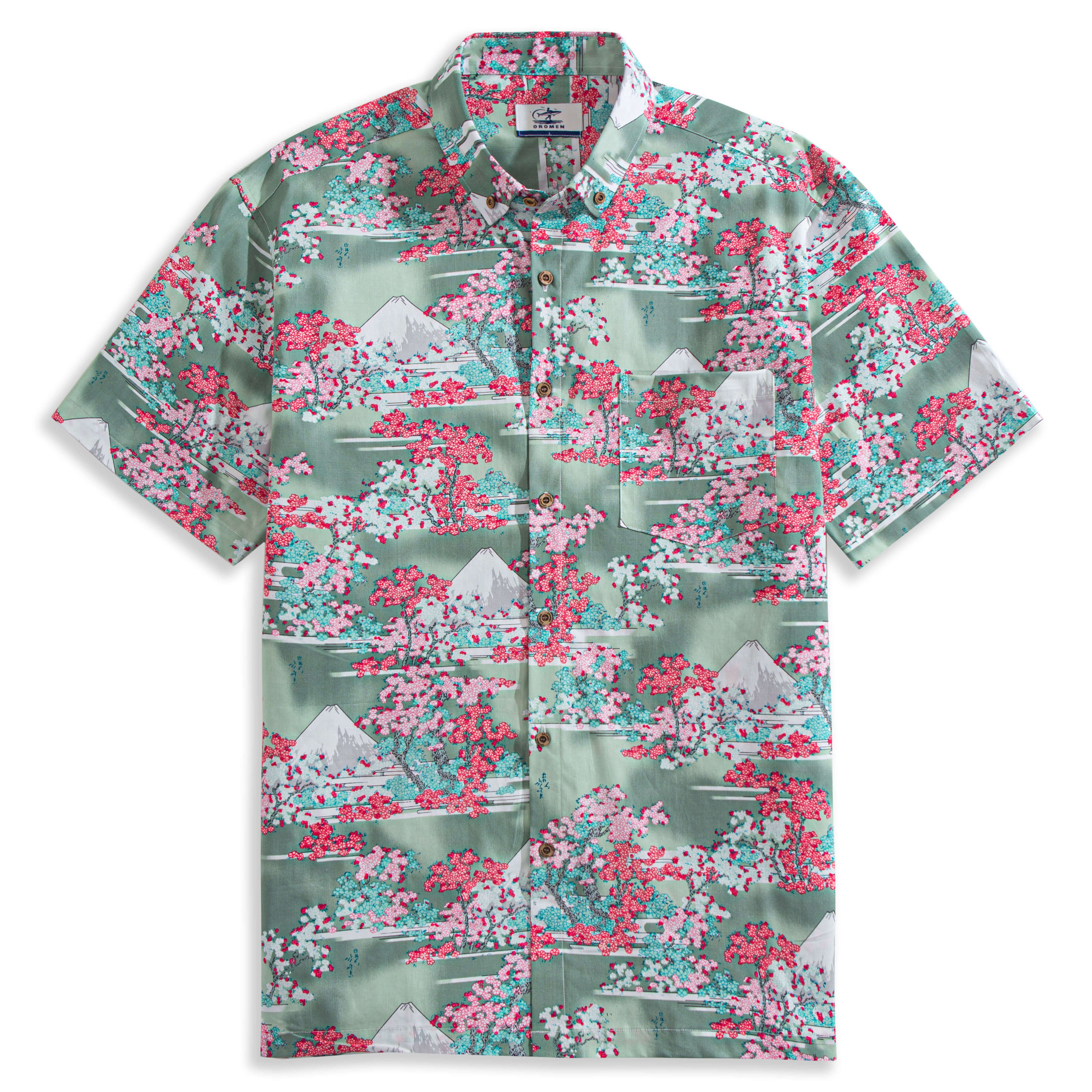 Fuji Sakura Breeze Japanese Ukiyo-e Shirt - Hand-Painted Mt. Fuji and Cherry Blossom Print