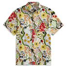 Germination botanical print shirt in white - Japanese-inspired Lyocell linen blend by OROMEN