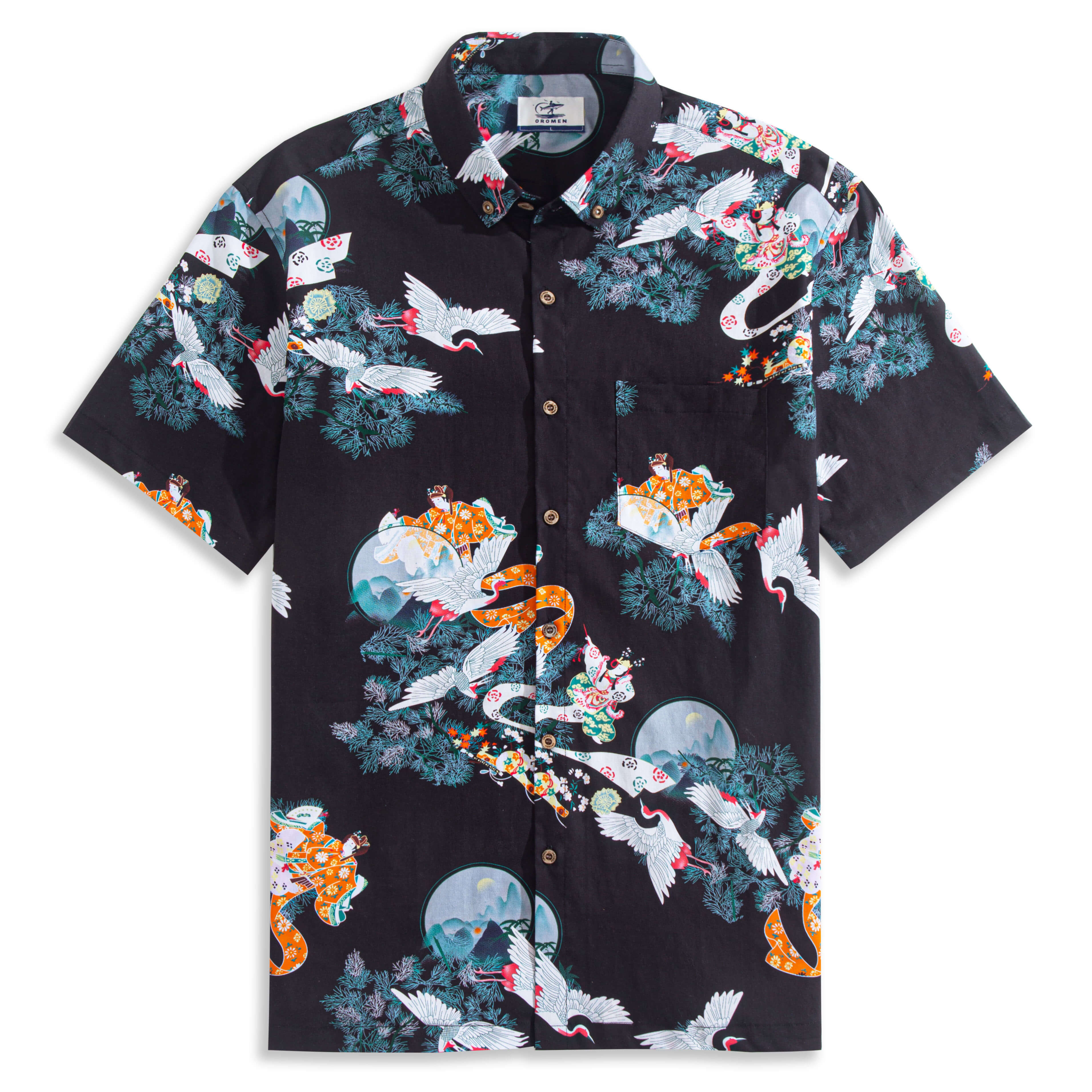 Gratitude Of A Thousand Cranes Japanese Ukiyo-e Shirt - Hand-Painted Origami Crane Print