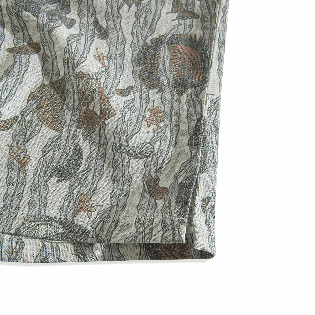 Grey Hawaiian shirt with ocean creatures print - lifestyle shot