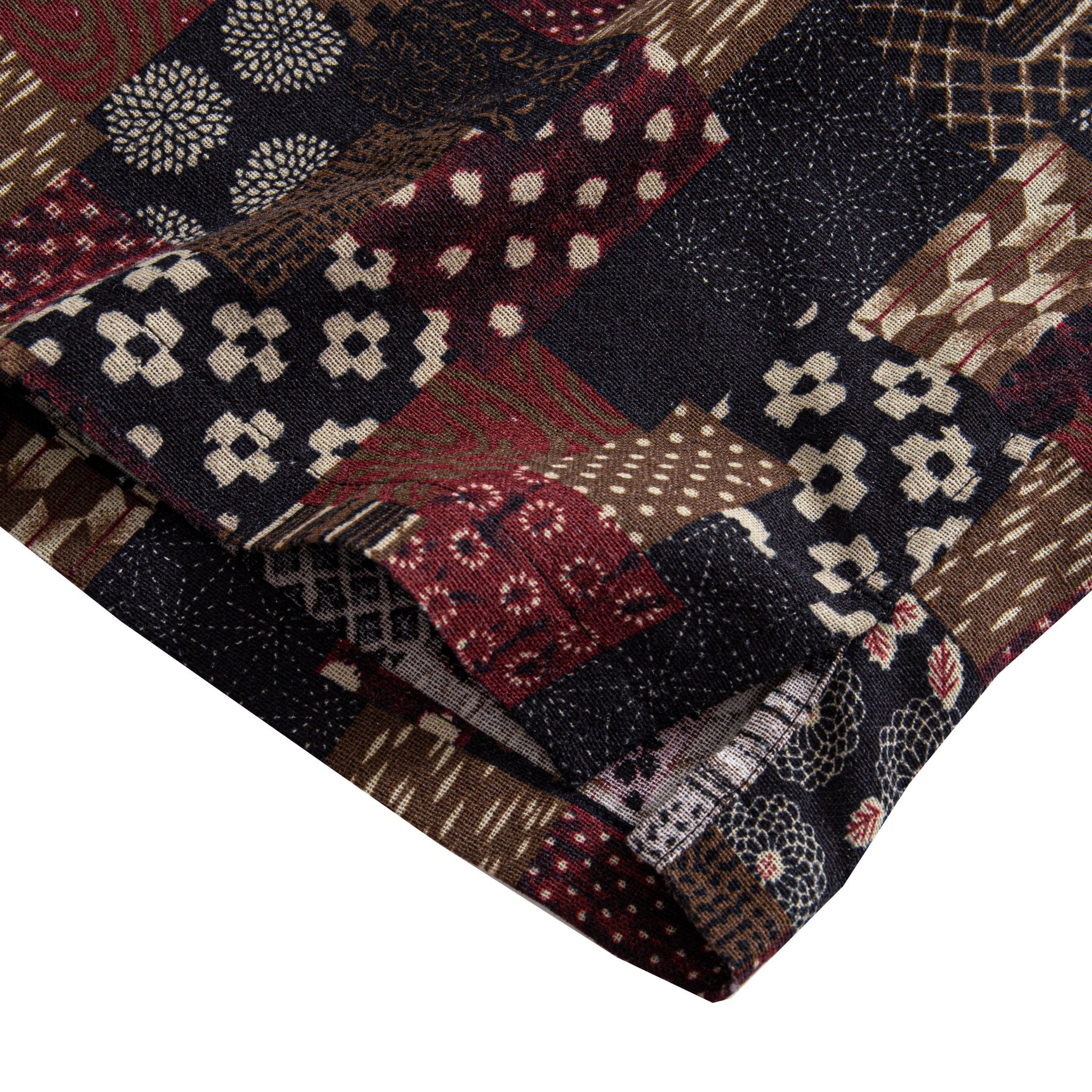 Hem and Sashiko Stitch Texture – OROMEN Boro Patchwork Shirt