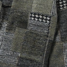 Hidden side pocket detail, OROMEN KIMONO021 Patchwork Kimono Jacket, flush seam pocket opening, grey houndstooth fabric