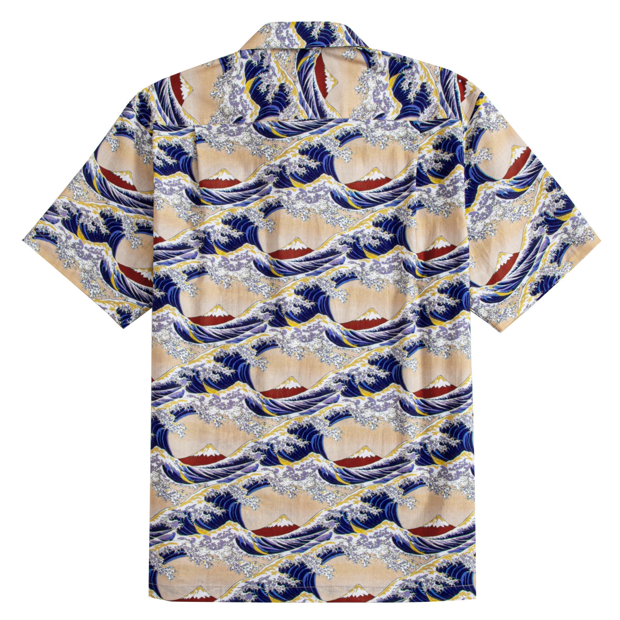 Hokusai Great Wave Mount Fuji shirt - 100% cotton Japanese art aloha shirt for summer