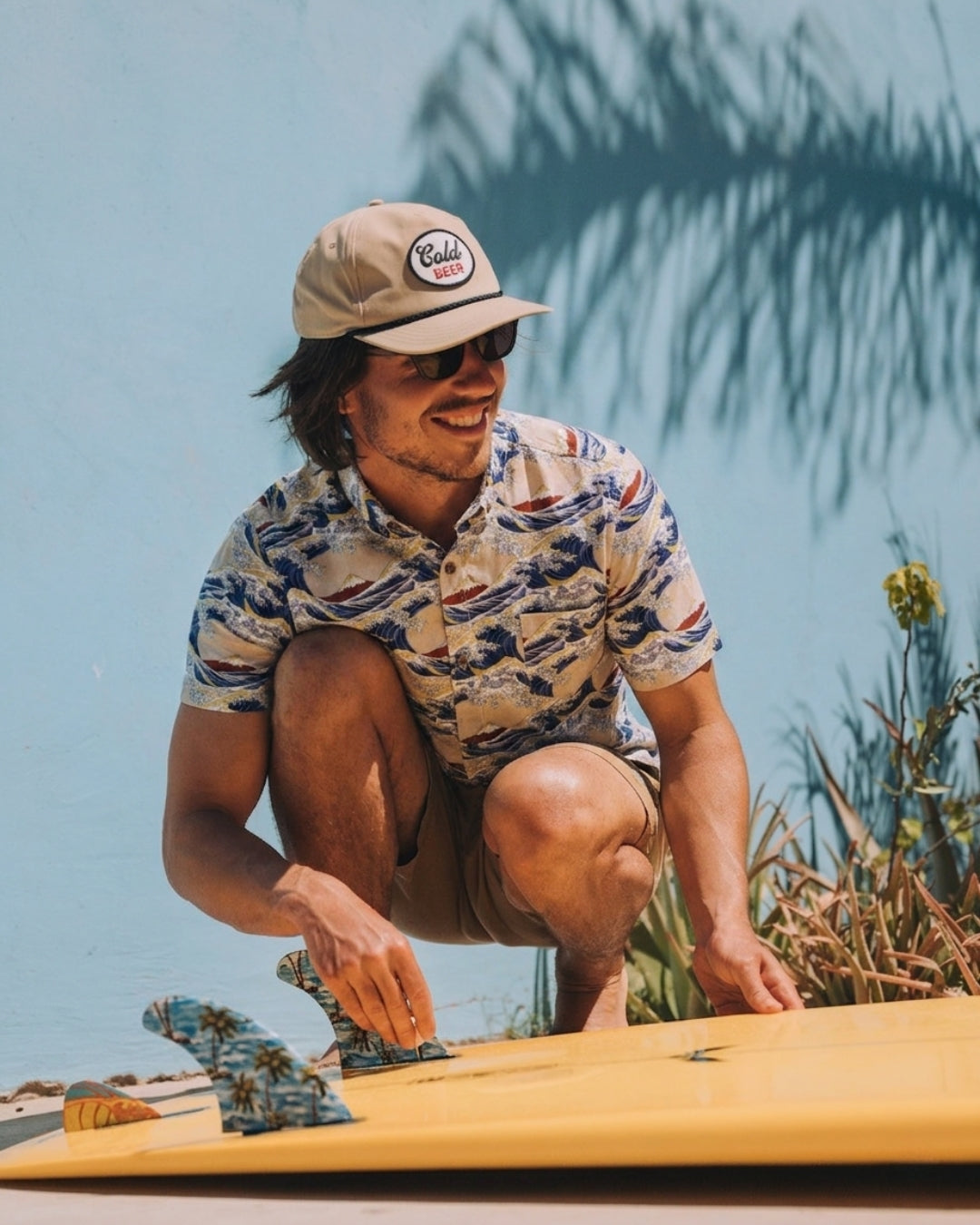 Hokusai Great Wave aloha shirt - in Model